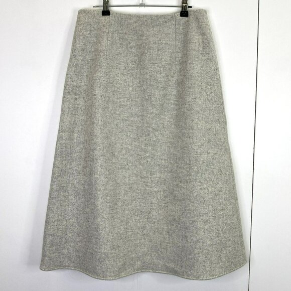 Club Monaco Midi Skirt Womens Size 6 A-Line Gray Lined Wool Blend Faux Wrap - Picture 2 of 4
